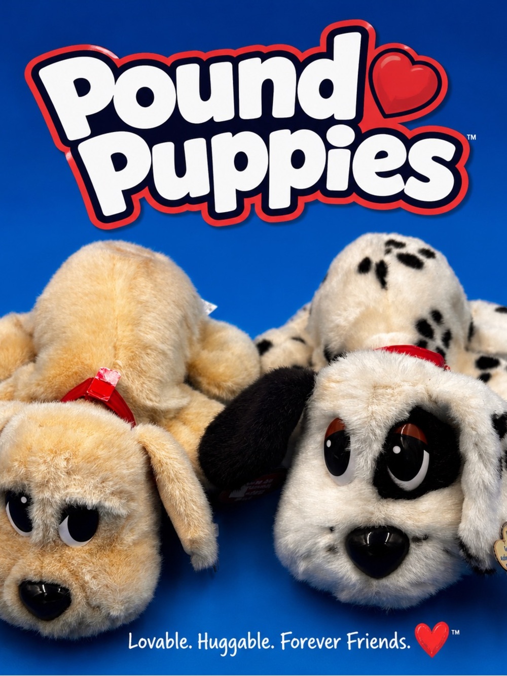 Vintage electronic Pound Puppies Plush Lot of 2 Tan & Dalmatian Big Eyes